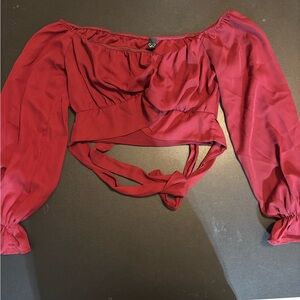 Windsor Chic Red Off-Shoulder Blouse